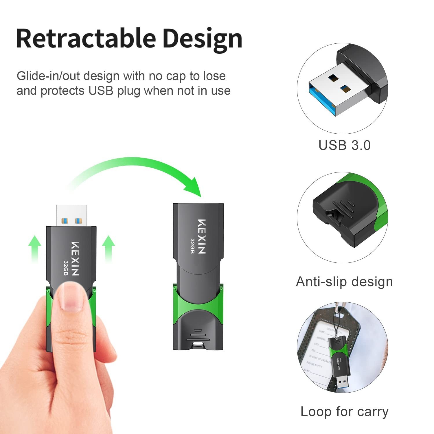 KEXIN 32GB Flash Drive 5 Pack 3.0 Thumb Drive USB Flash Drive USB 3.0 Memory …
