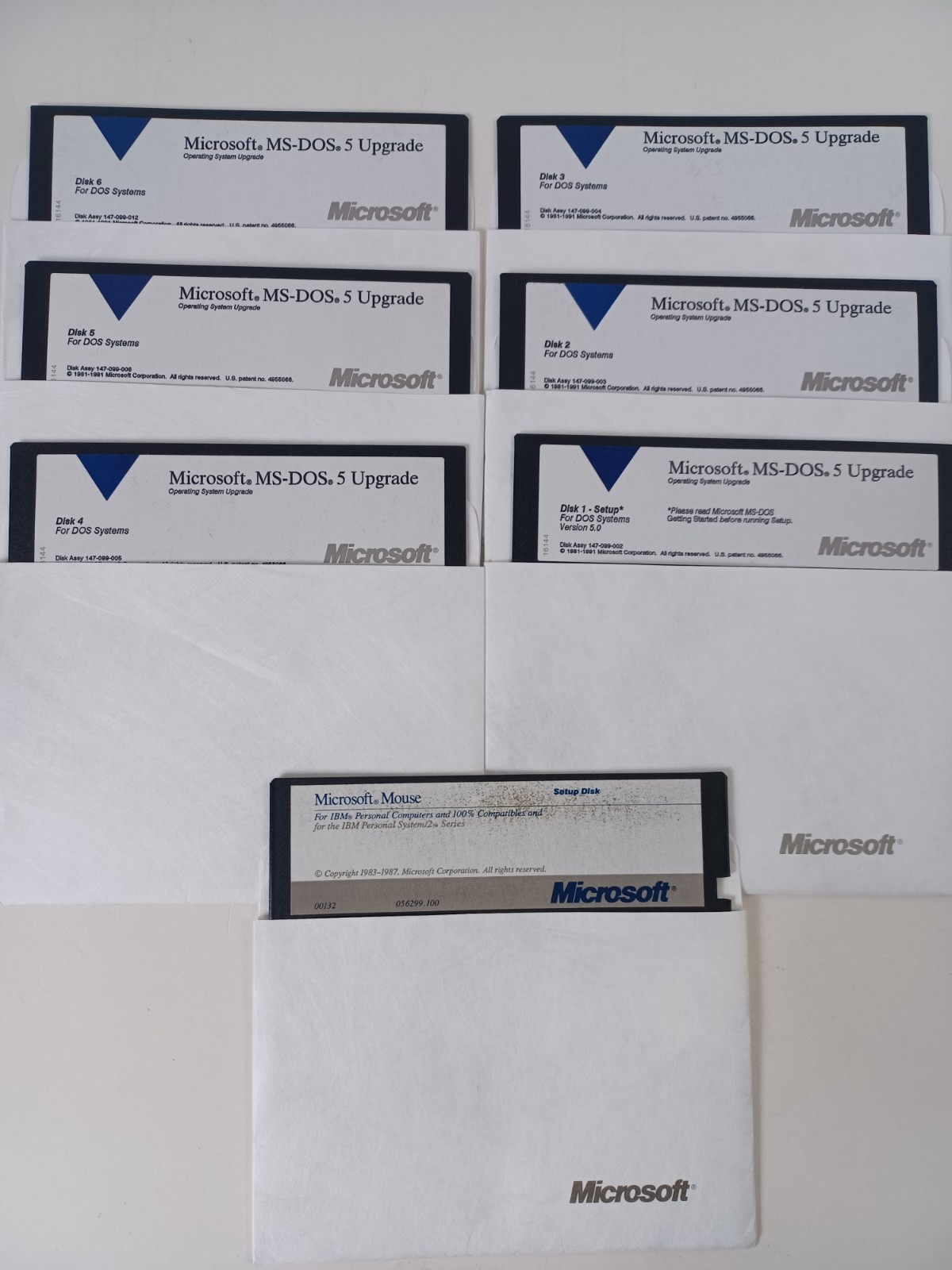 Vintage Microsoft MS-DOS 5 Upgrade 5.25″ (6) Floppy Disks + Mouse Setup Disk