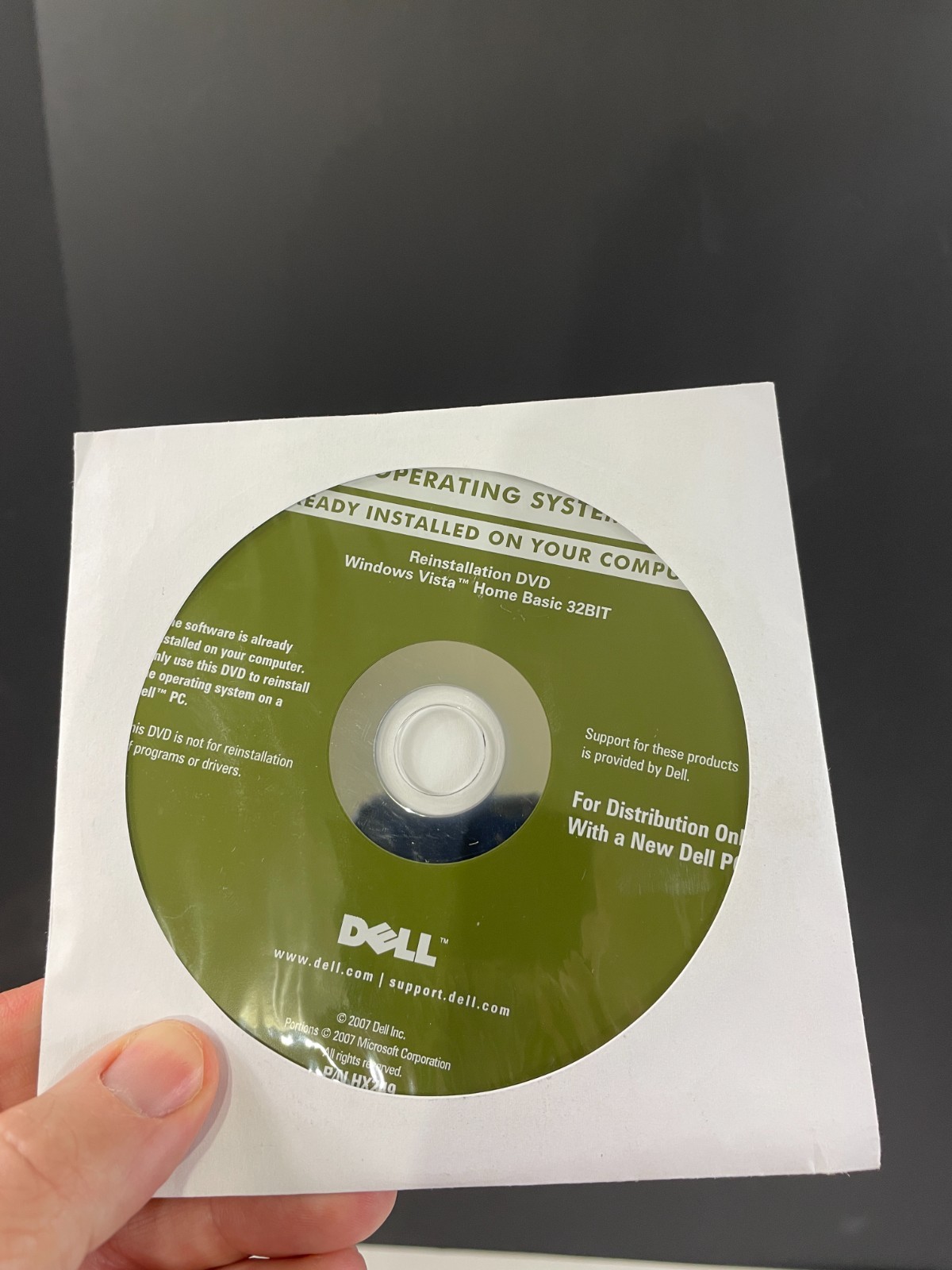 Dell Reinstallation DVD Windows Vista home basic 32bit SP1 – CD ONLY