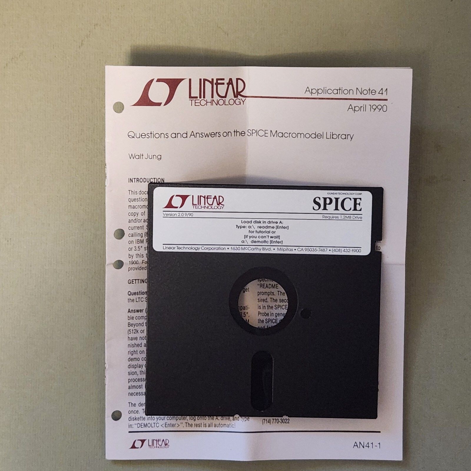 Linear Technology SPICE and NOISE on (2) 5.25″ Floppy Boot Disks 1990