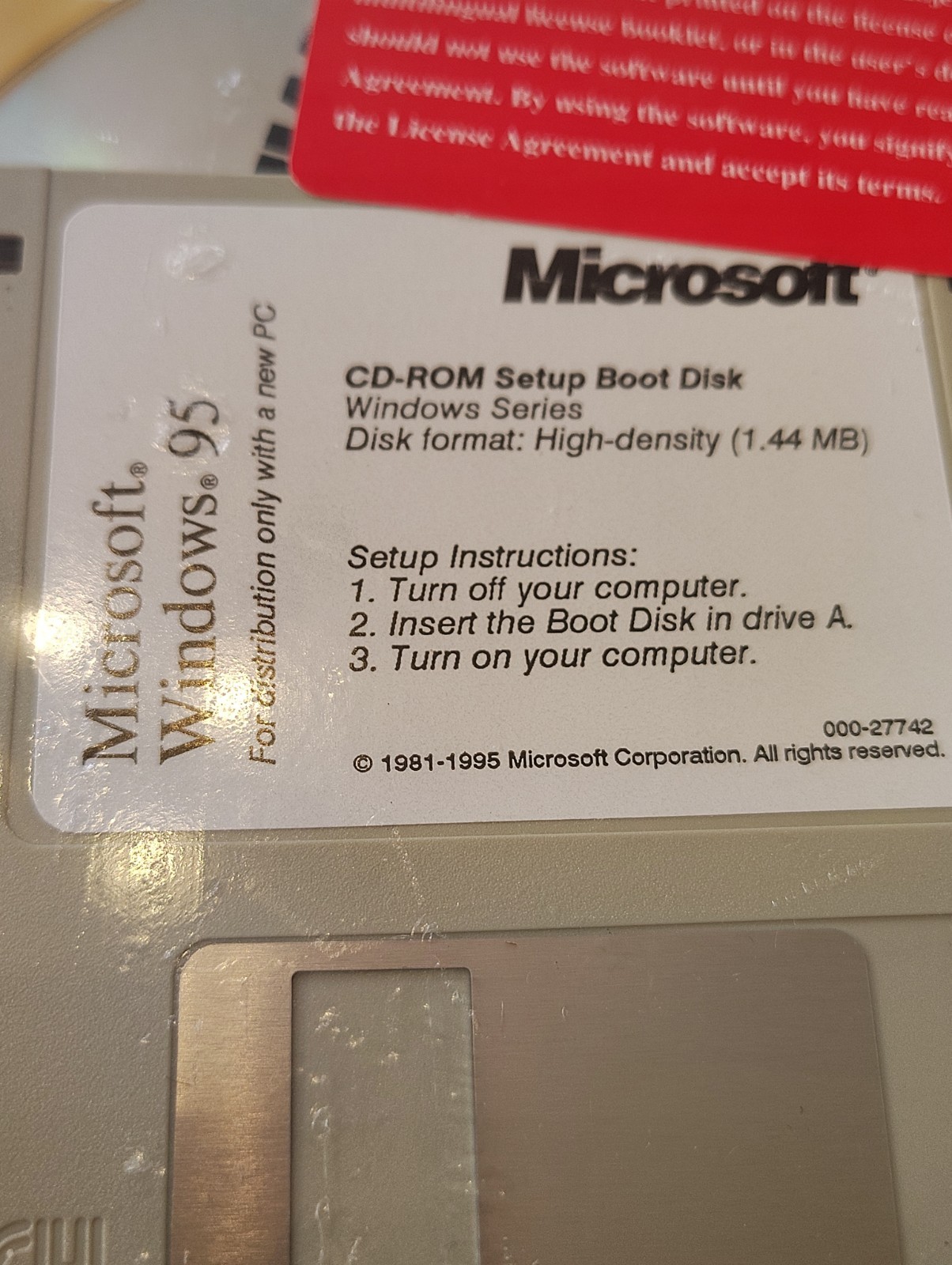 NOS Sealed Microsoft Windows 95 OEM CD Dell w/ COA Internet Explorer Vintage