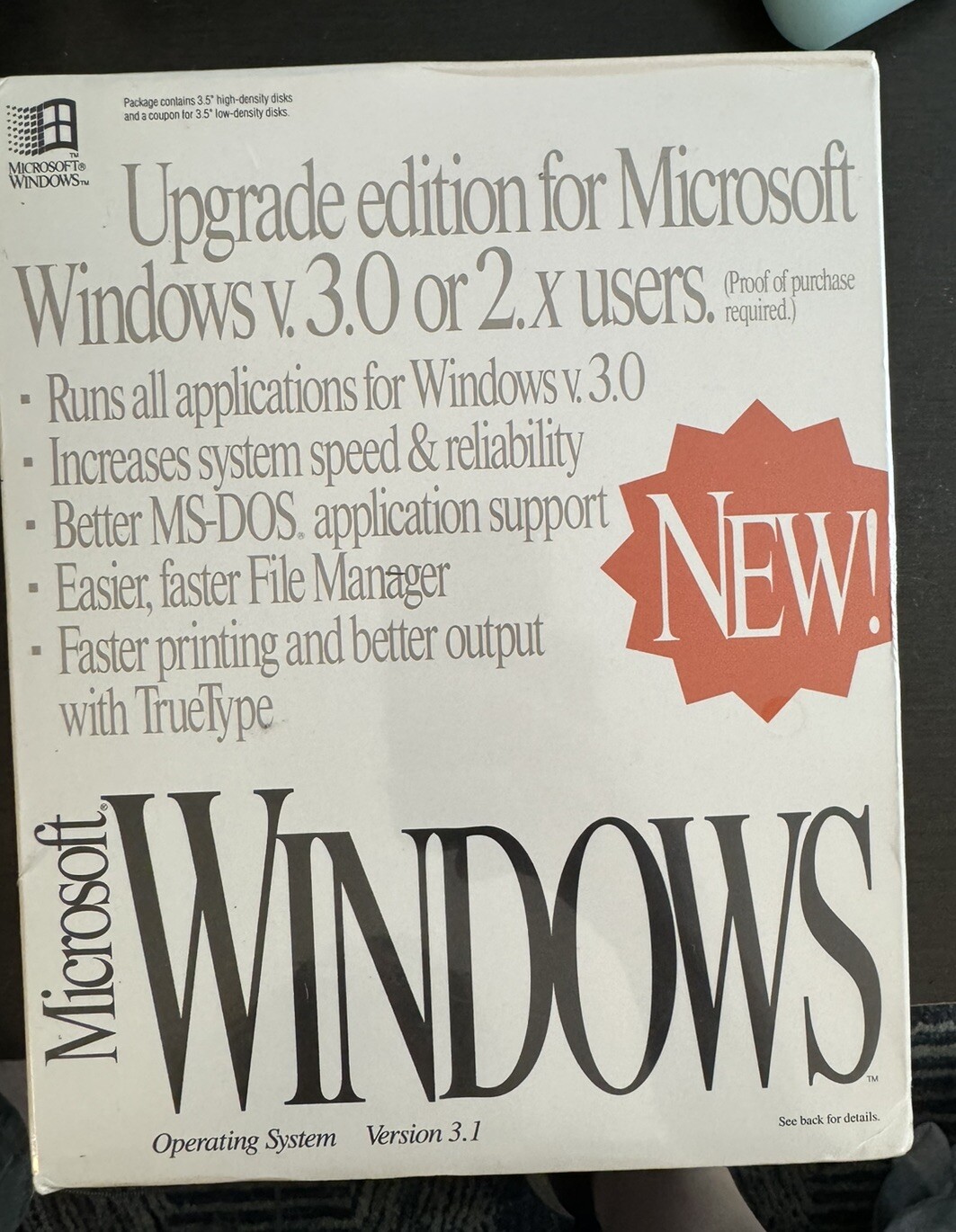 Microsoft Windows 3.1 Operating System Upgrade 3.5″ High-Density Disks 1992