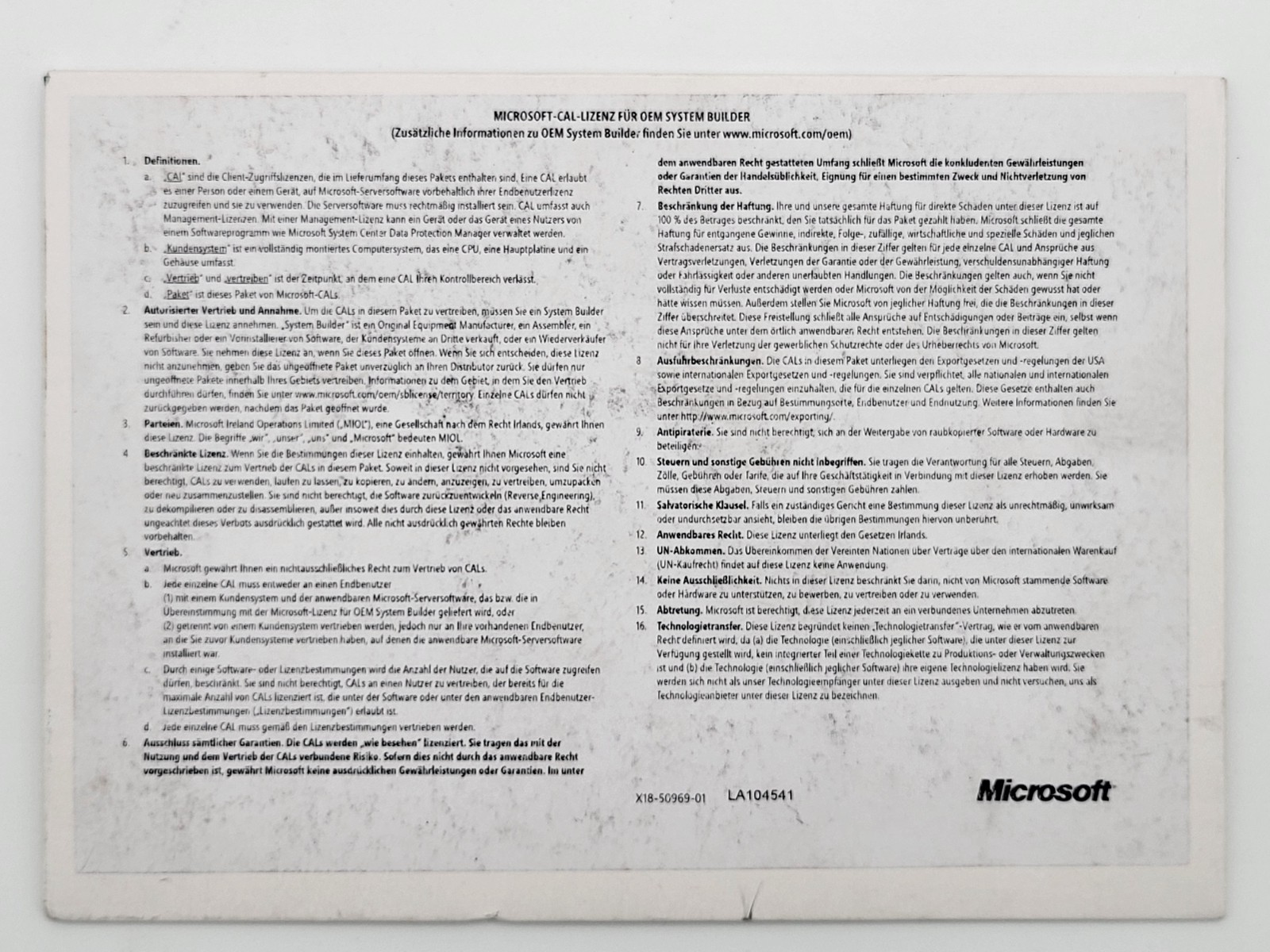 Windows Server CAL 2012 German DE 1pk 5 USER User X18-45392 R18-03757 License