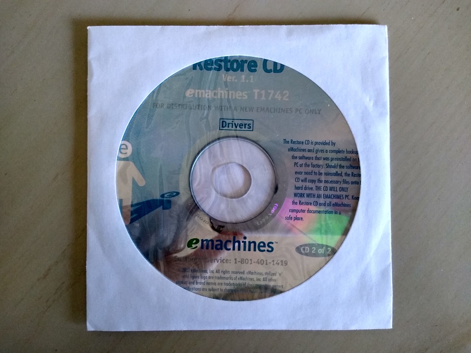 Emachines T1742 Restore CDs Ver. 1.1 (2 CDs)