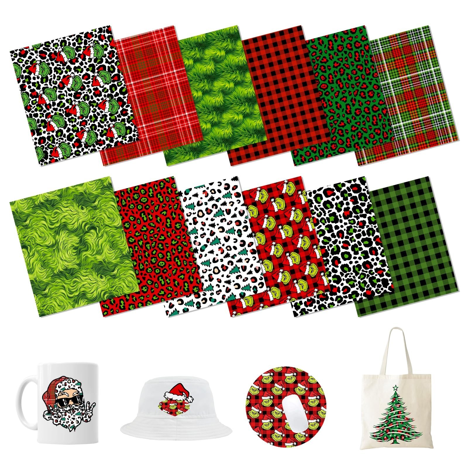 HTVSTD Christmas Sublimation Ink Transfer Sheets 12 Sheets 12” x 10”Leopard…