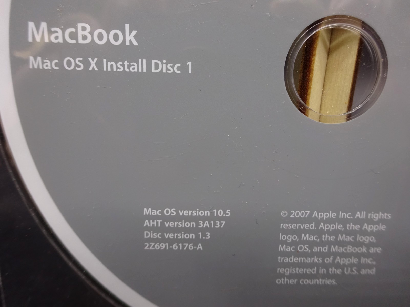 Mac OS X, version 10.5 Install Disc 1 DVD 2007, 2Z691-6167-A