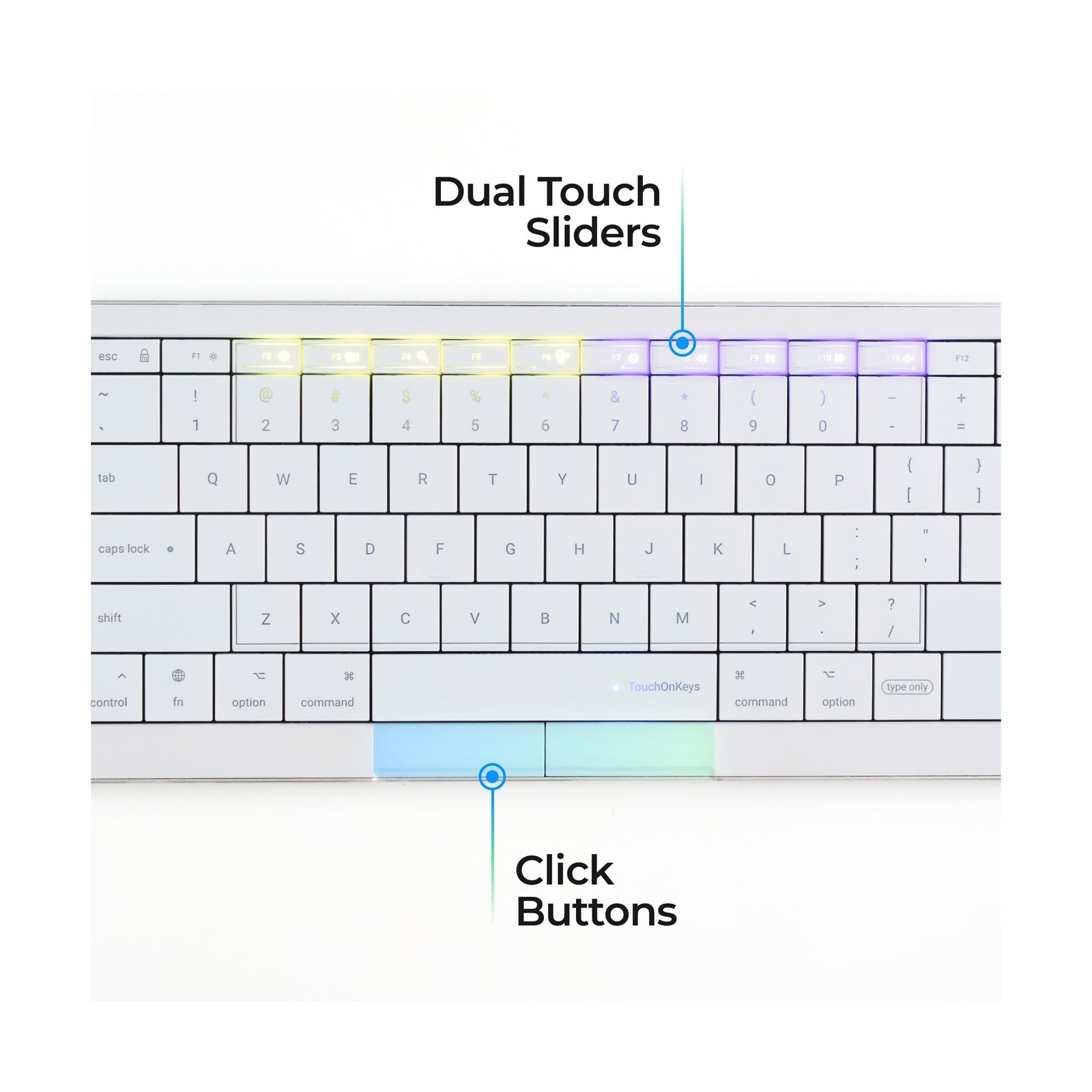 CLVX 1 Mac | Touch On Keys & Gestures AI Keyboard | Bluetooth & USB-C | Low P…