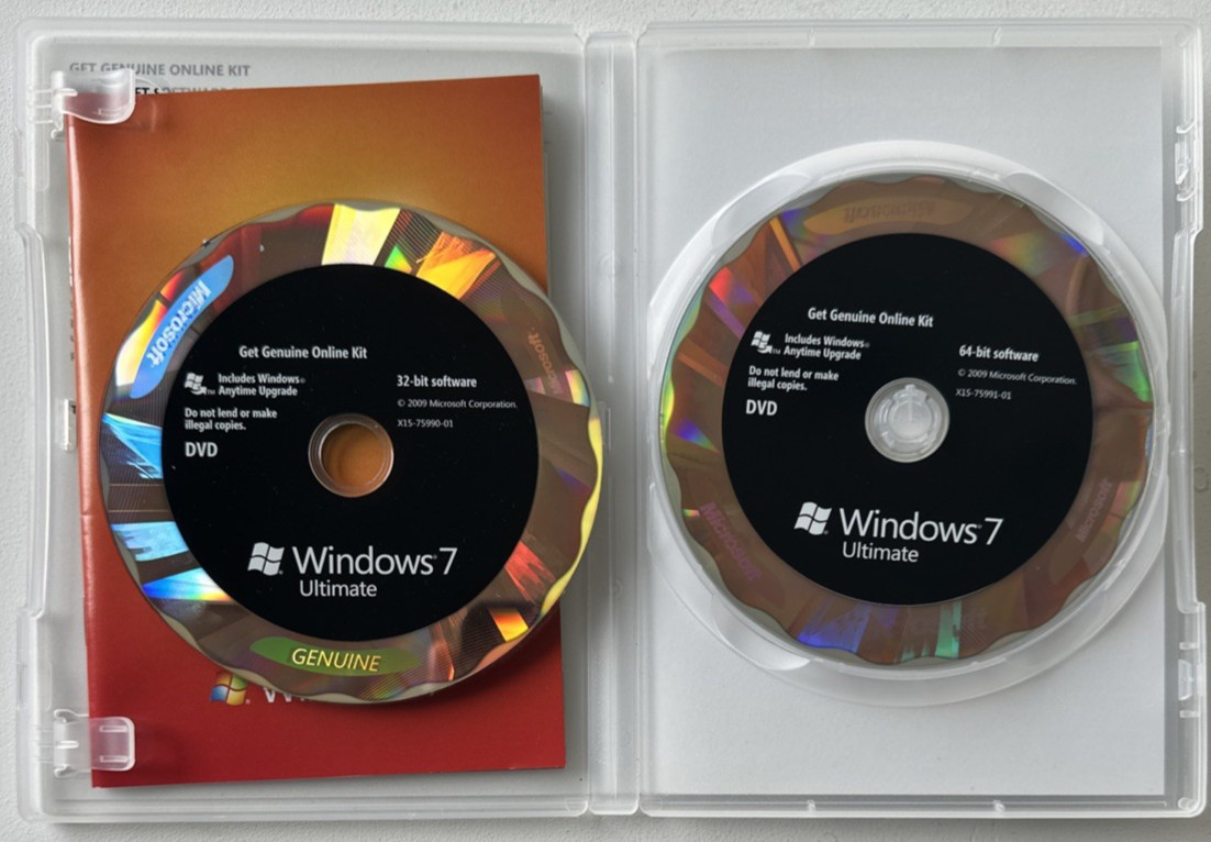 Windows 7 Ultimate Edition 32 bit and 64 bit discs *NO PRODUCT KEY*