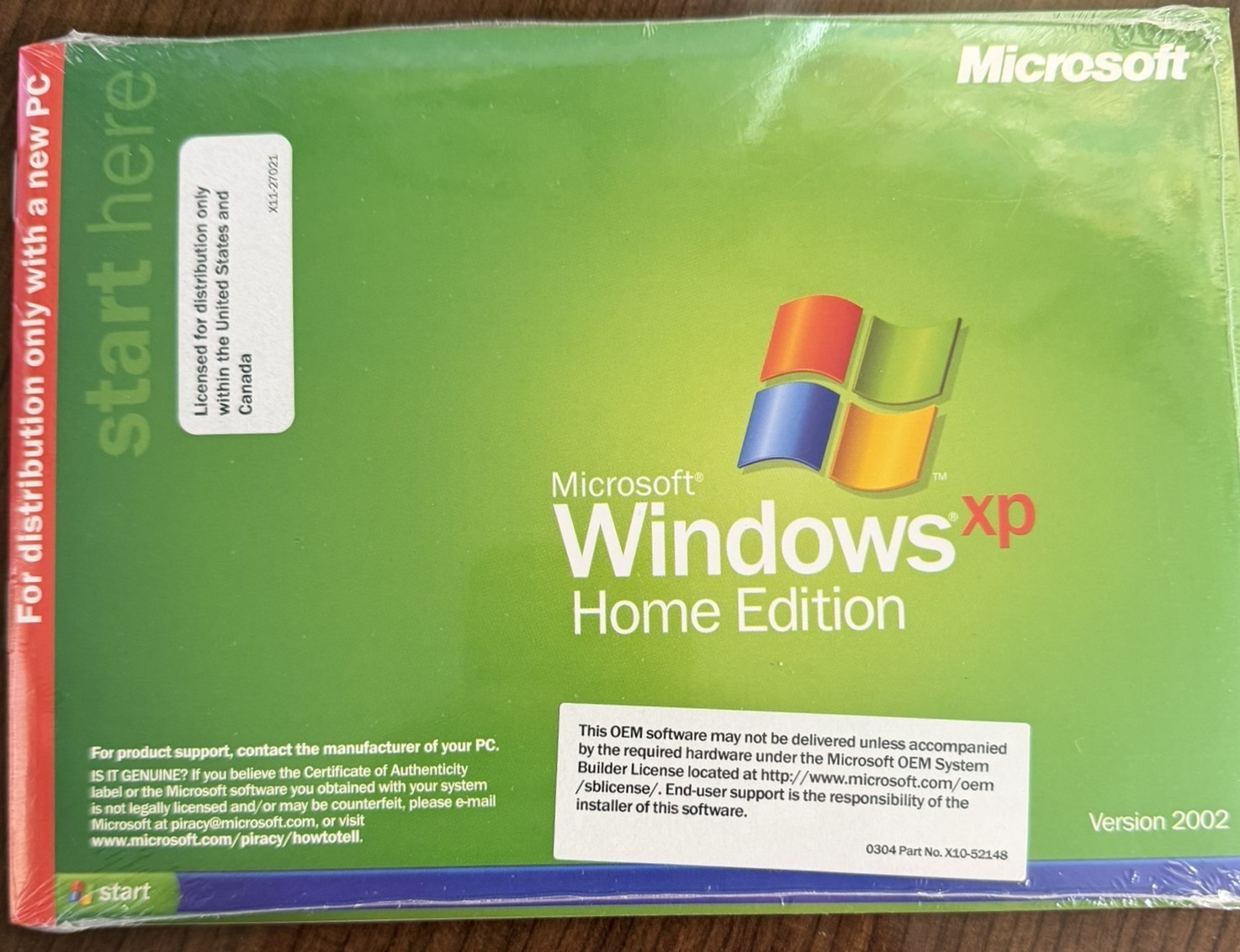 Factory Sealed Microsoft Windows XP Home Edition – NO Key – Vintage 2002