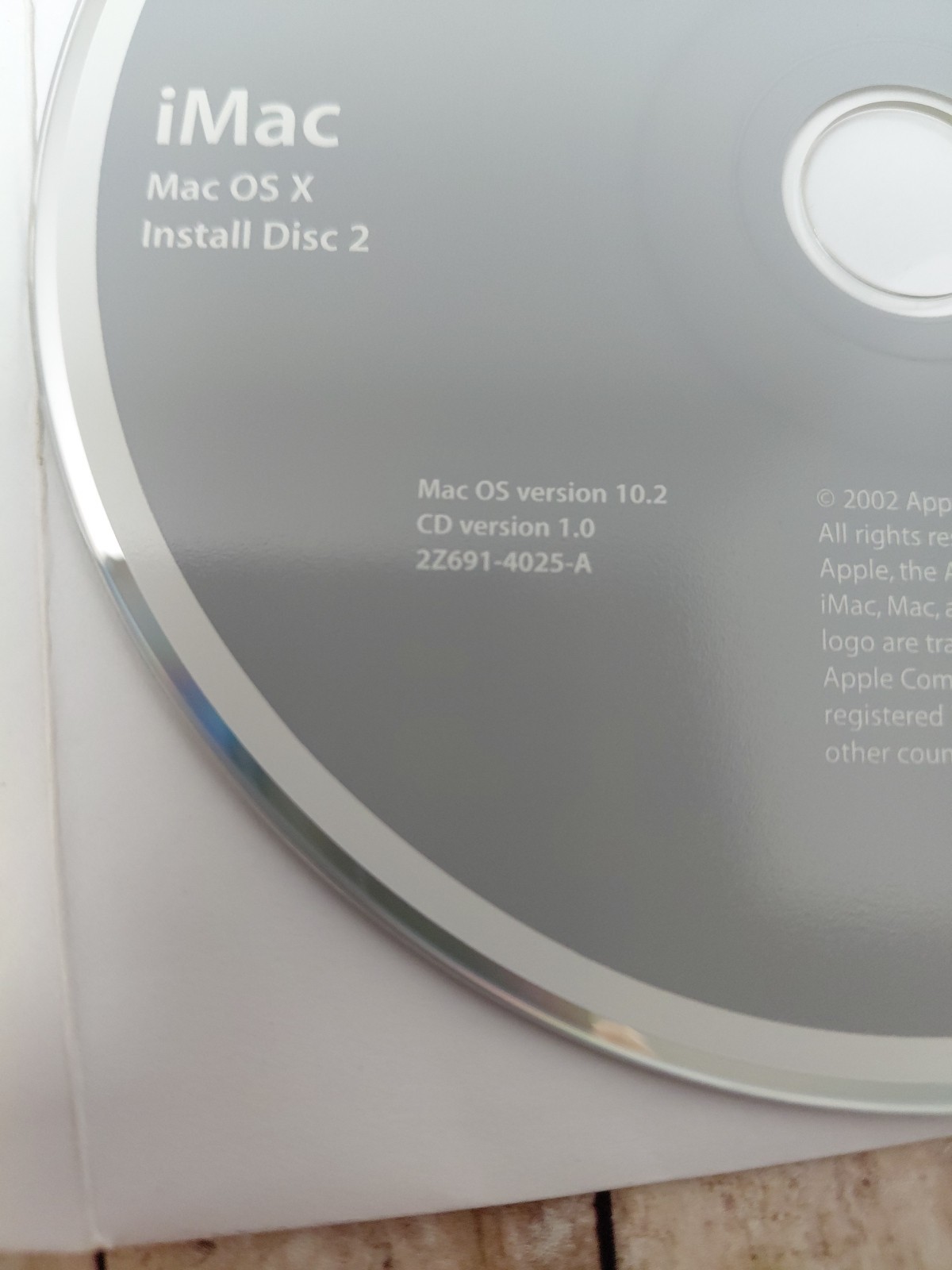 Apple iMac OS X Install Disc 1 & 2 Version 10.2, 2002